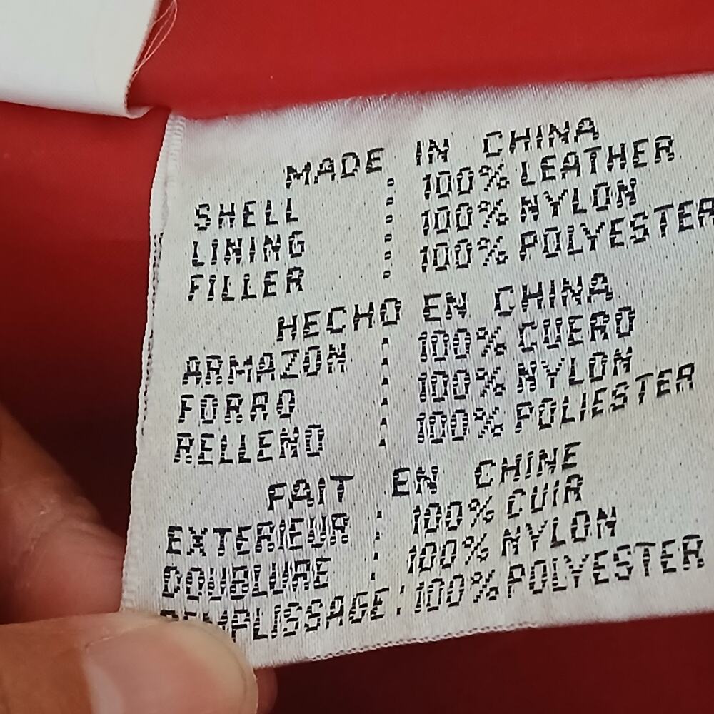 Fashion Elements Coat Women XL Red 100% Leather Casual Hooded Motorcycle 90's - Picture 13 of 16